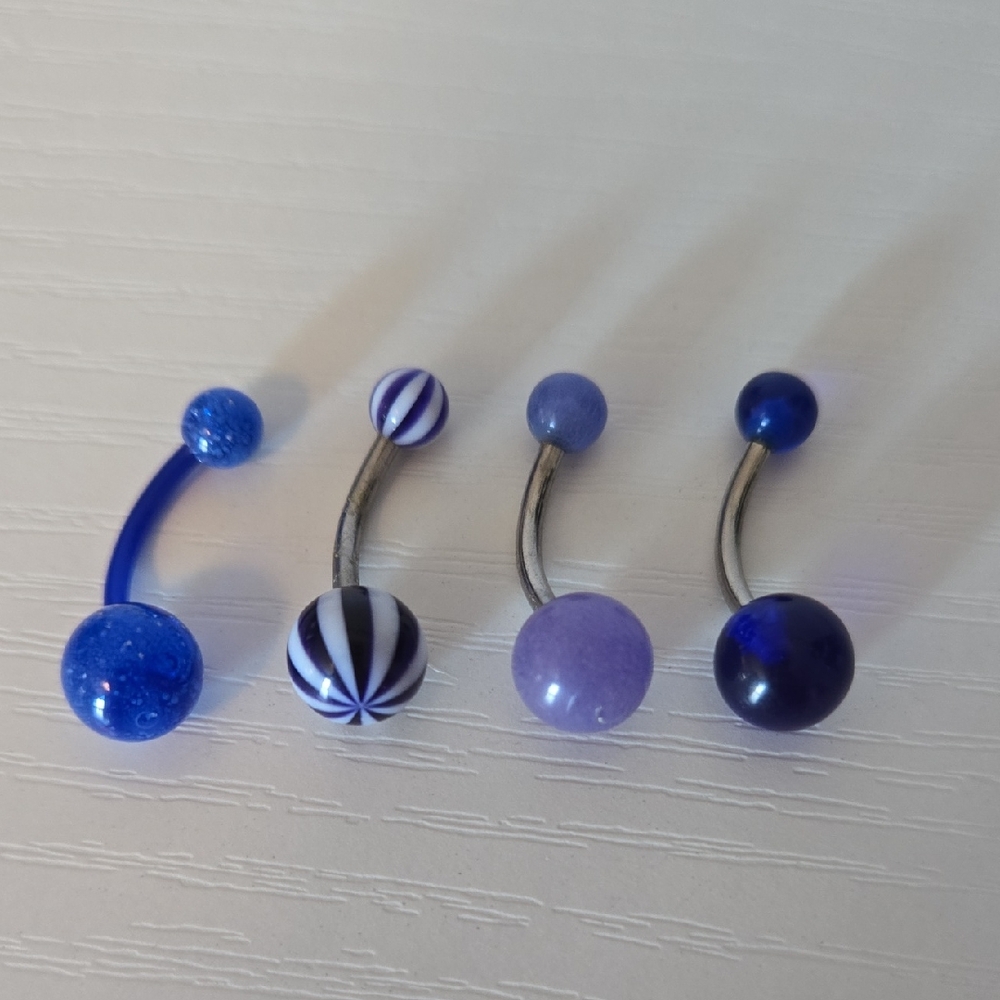 Set of Blue and Purple Belly Button Rings